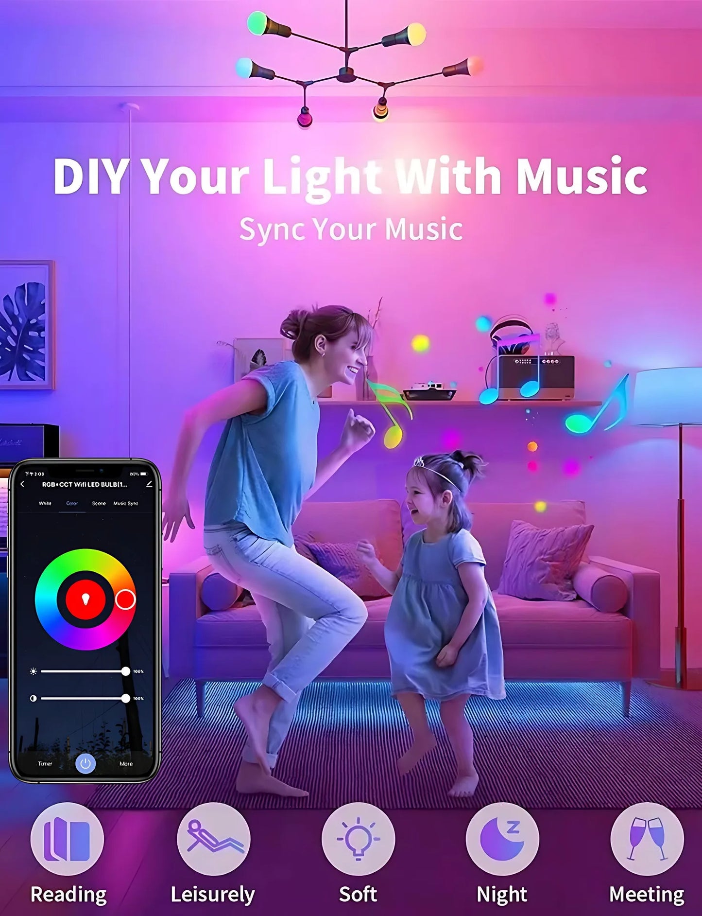 Lâmpada Inteligente Tuya Smart RGB E27 — 9W/15W, Wi-Fi, Bluetooth, Alexa e Google Home