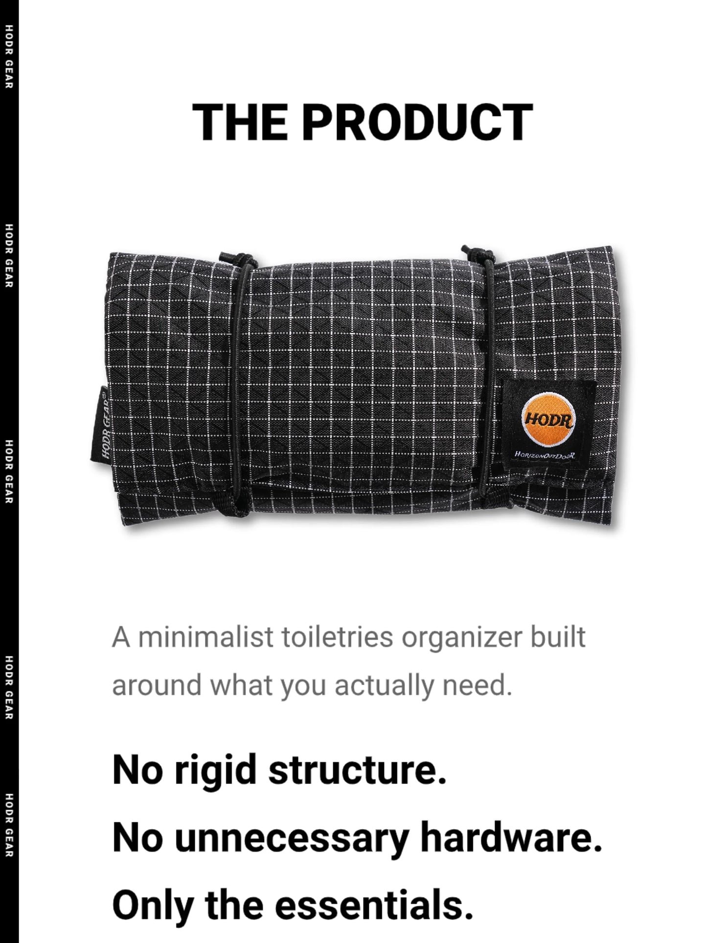 Organizador de produtos de higiene pessoal ultraleve HODRGEAR UHMWPE Gridstop |   Bolsa de malha enrolada de 35g |   Zíperes YKK |   Caminhadas e armazenamento EDC UL GEAR