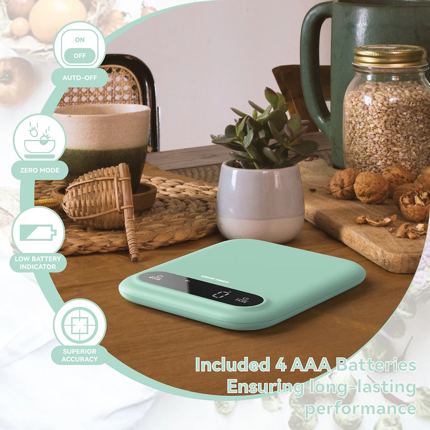 Balança Digital de Cozinha Profissional — Precisao 1g, Display LED, Funcao Tara, 7 Unidades