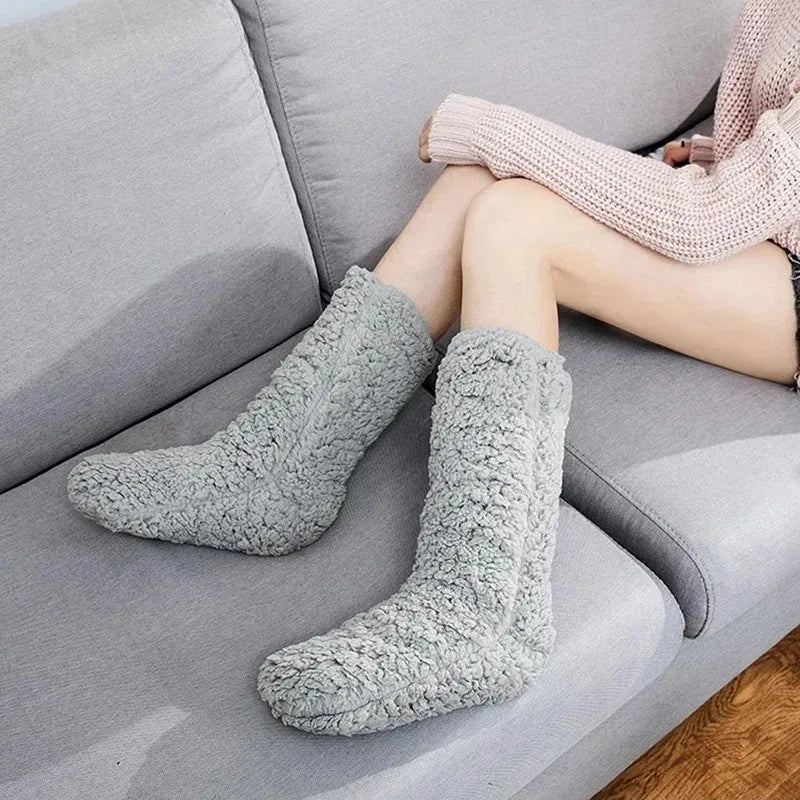 Thickened Winter Women Thermal Cashmere Socks Floor Socks Men's Carpet Home Plus Socks Velvet Sleep Socks Slippers Leg Cover