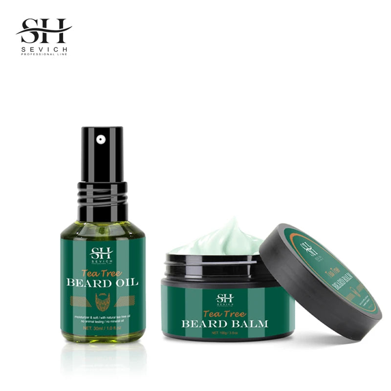 Kit de Crescimento de Barba com Árvore de Chá — Óleo Nutritivo, Hidratante e Anti-Queda Capilar
