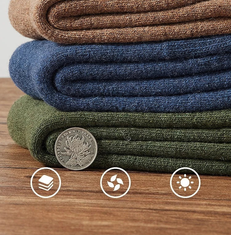 Kit 5 Meias Térmicas de Lã Merino Quentinhas — Ideais para Caminhadas, Esqui e Inverno Extremo