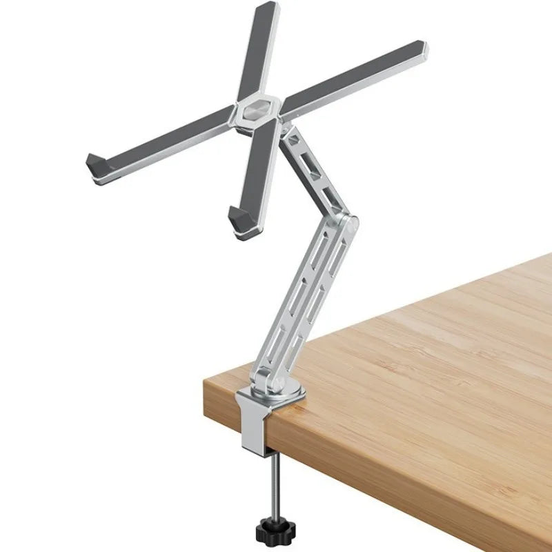 Suporte de Laptop e Tablet 2 em 1 Destacavel — Aluminio, Rotacao 360°, Dobravel para Mesa
