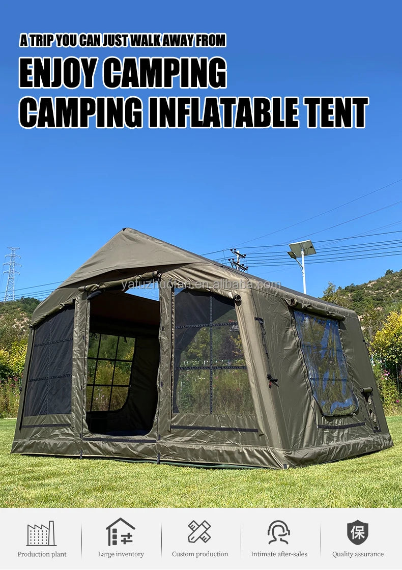 Tendas Infláveis para Camping, à Prova d'Água e à Prova de Vento, Montagem Fácil, para 4 Estações, Cabana de Algodão