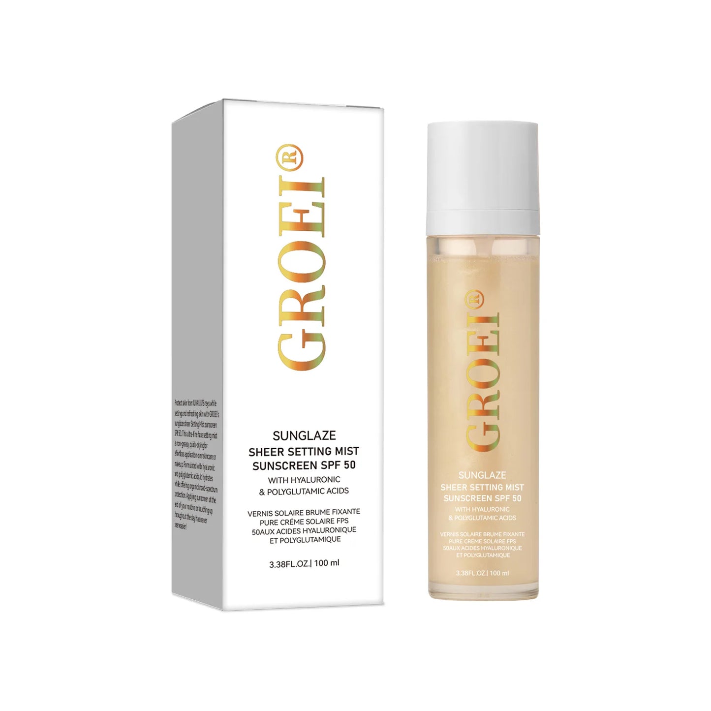 Spray Fixador com Protetor Solar FPS 50 — 100ml, Leve e Não Oleoso para Cuidados Faciais