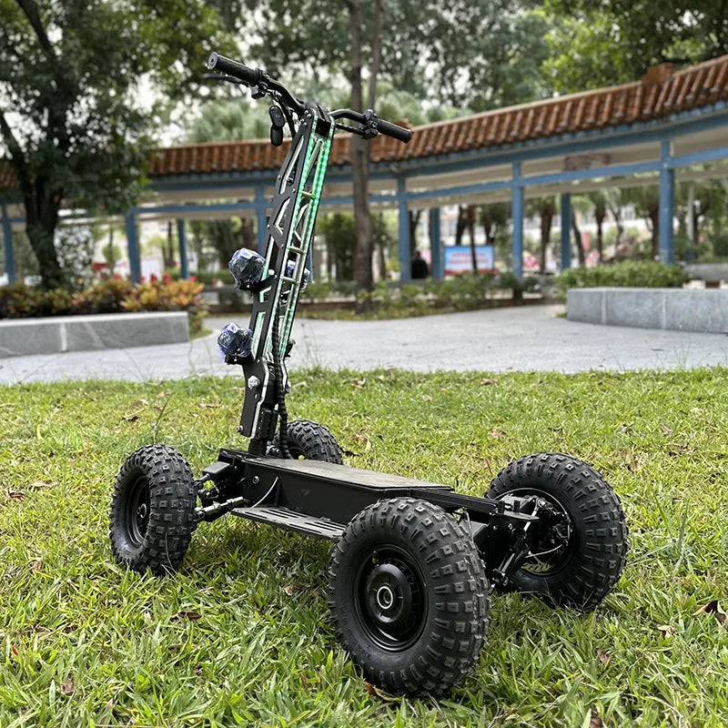 Scooter Elétrico de Alta Velocidade de 13 Polegadas com 4 Rodas – Veículo Dobrável Off-Road com Tração Dupla/Integral para Uso Externo e Patrulha