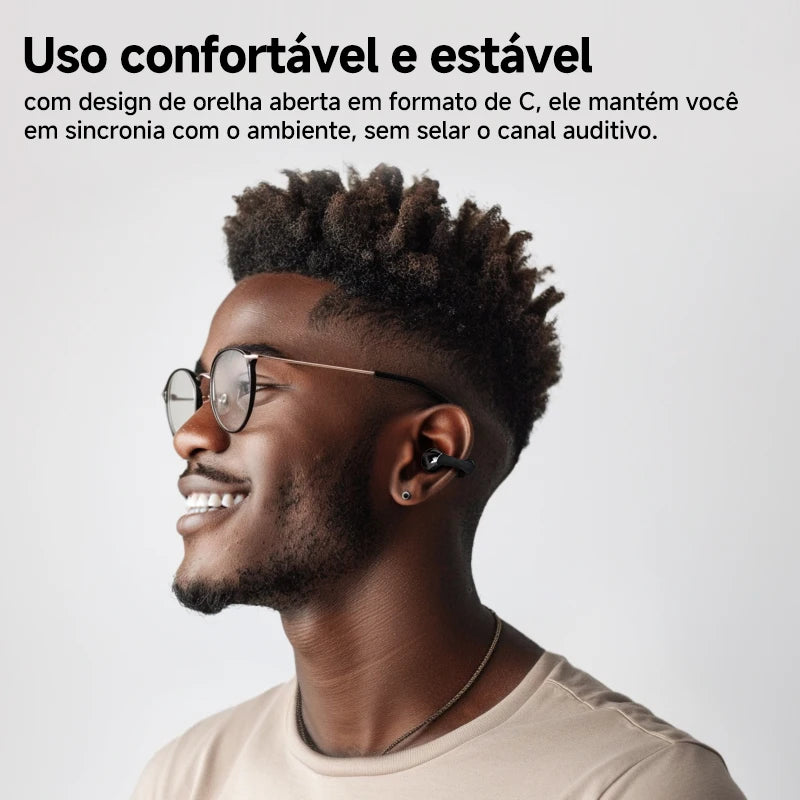 Fones de Ouvido Sem Fio QCY Crossky C30 — Bluetooth 5.4, Clip para Ouvido, 25h de Bateria, IPX4