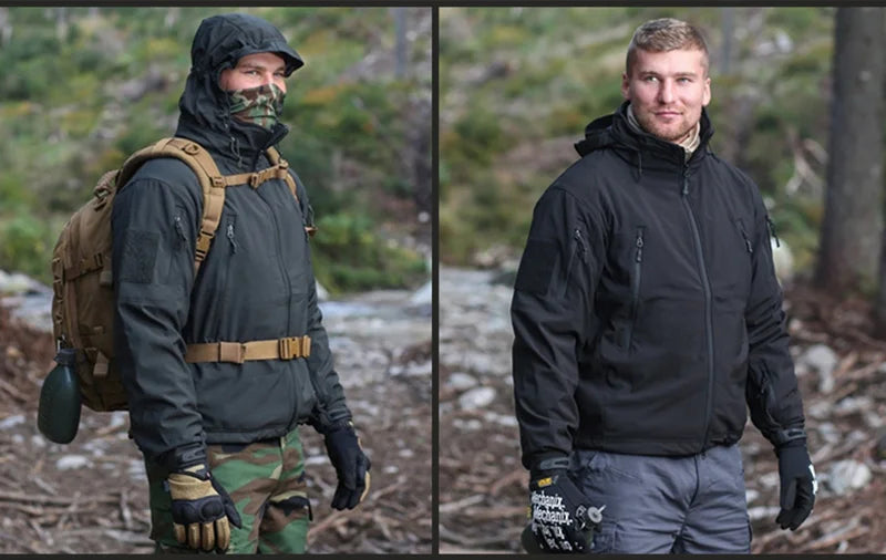 Outono inverno jaqueta de lã para homens casca macia tático impermeável casaco camuflado do exército airsoft roupas multicamadas blusões