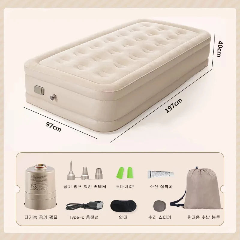 Colchão de ar interior glamping esteiras pvc inflável colchão de dormir luxo 2 pessoas acampamento cama esteira bomba embutida engrossar esteira
