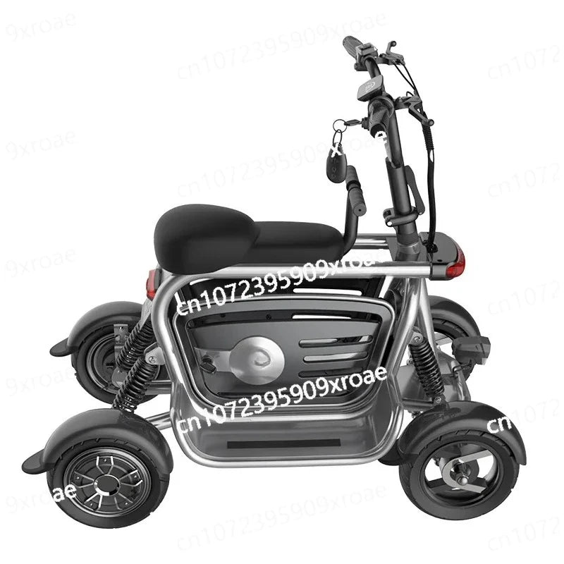 Scooter Elétrico para Mulheres com 4 Rodas e Motor Duplo, 800W 48V, Scooter de Mobilidade com Grande Cesto de Armazenamento e 2 Assentos