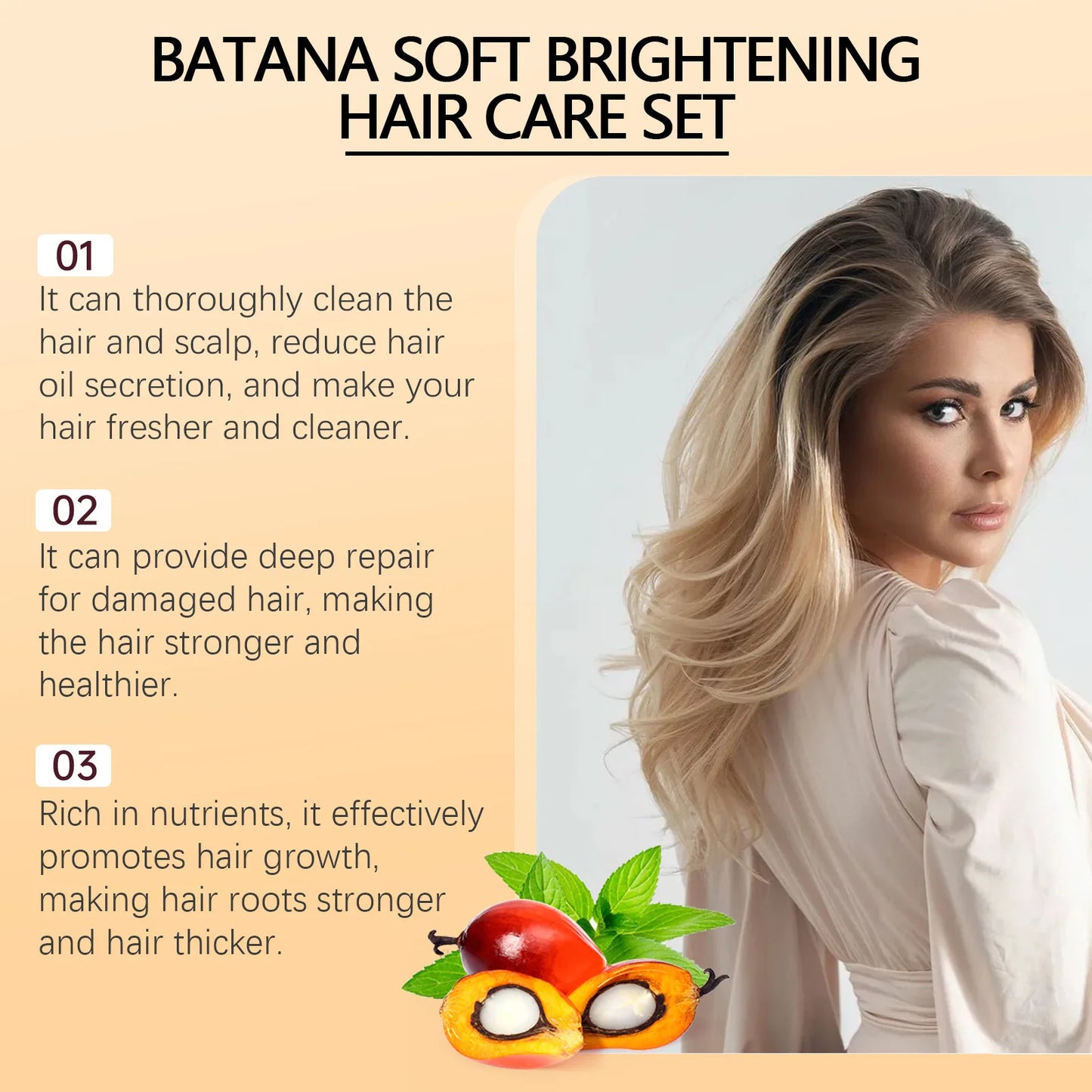 Kit Capilar Batana Oil — Shampoo, Condicionador e Sérum Reparador para Cabelos Crespos e Danificados