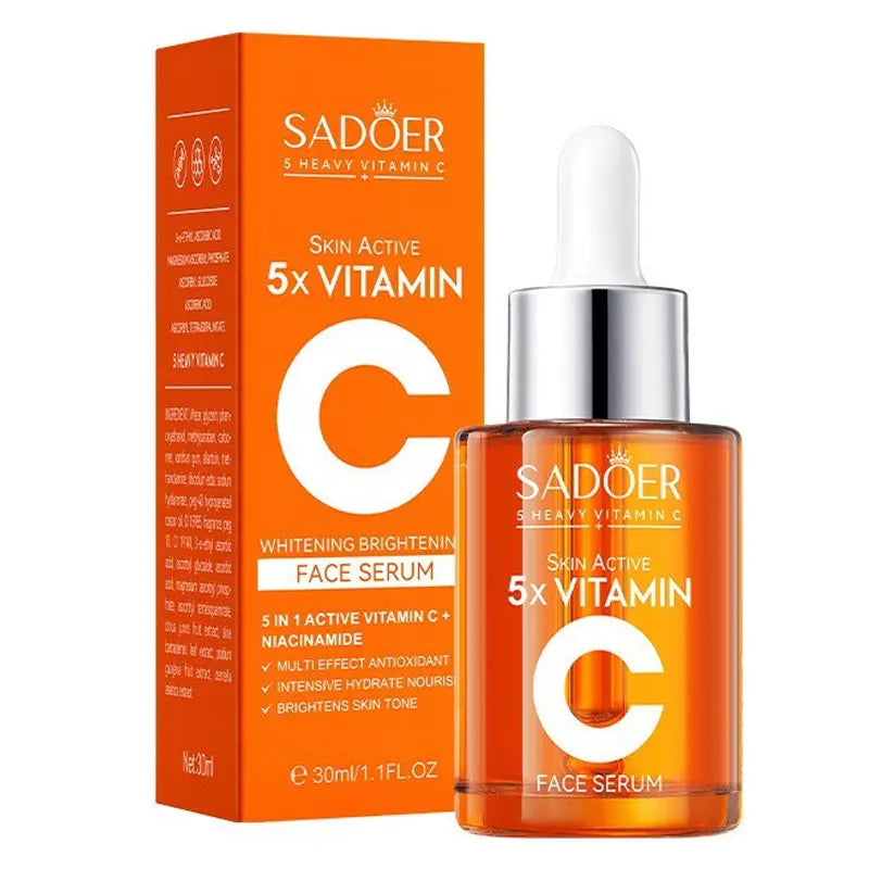 Sérum Facial de Vitamina C Coreano — 5 Funções: Hidratação, Brilho, Poros Reduzidos e Reparação