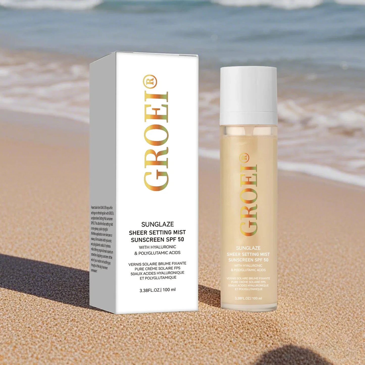 Spray Fixador com Protetor Solar FPS 50 — 100ml, Leve e Não Oleoso para Cuidados Faciais