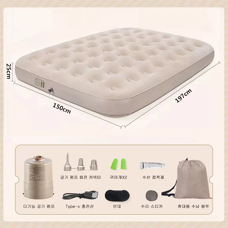 Colchão de ar interior glamping esteiras pvc inflável colchão de dormir luxo 2 pessoas acampamento cama esteira bomba embutida engrossar esteira