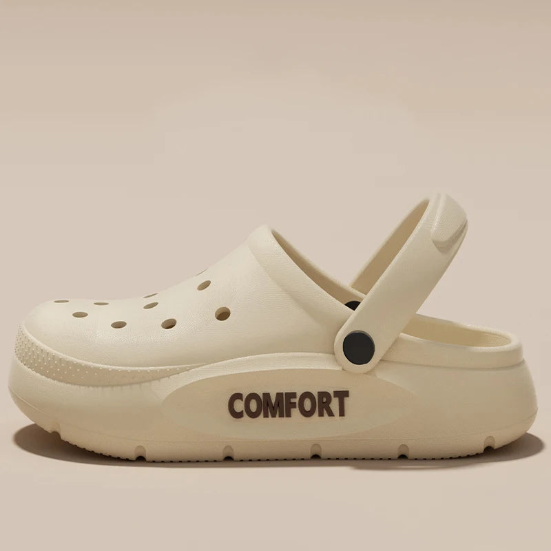 Women's Men's Slippers Summer Anti-Slip Couple Hollow Covered Toe Indoor Outdoor Casual Thick Bottom Sandals for Home Adults