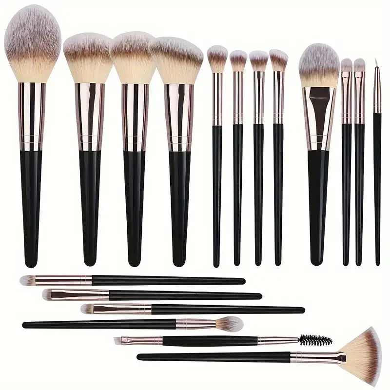 Conjunto de Pincéis de Maquiagem 10 a 20 Peças — Base, Pó, Sombra, Blush e Kabuki para Esfumar