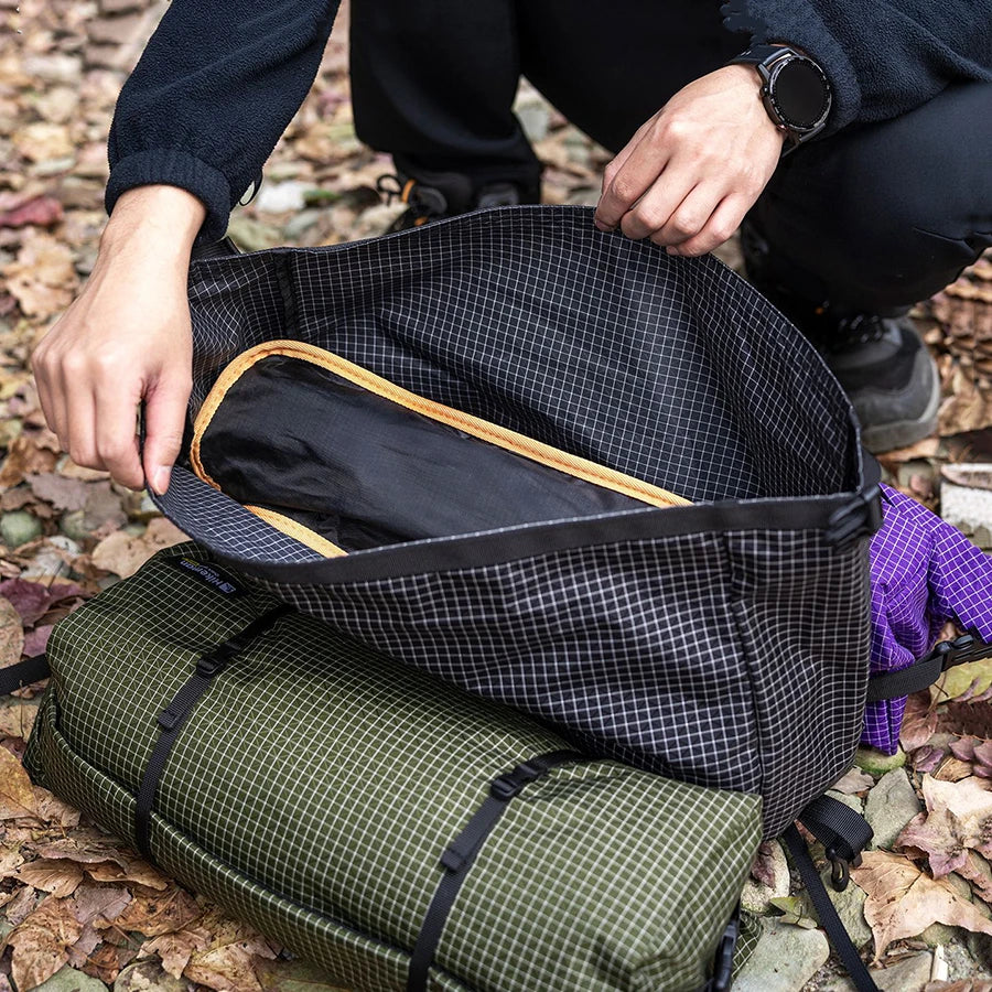 Mochila Ultraleve de Dyneema com Tampa Superior, Bolsa Expansível Impermeável e Multifuncional para Armazenamento Externo em Caminhadas e Montanhismo