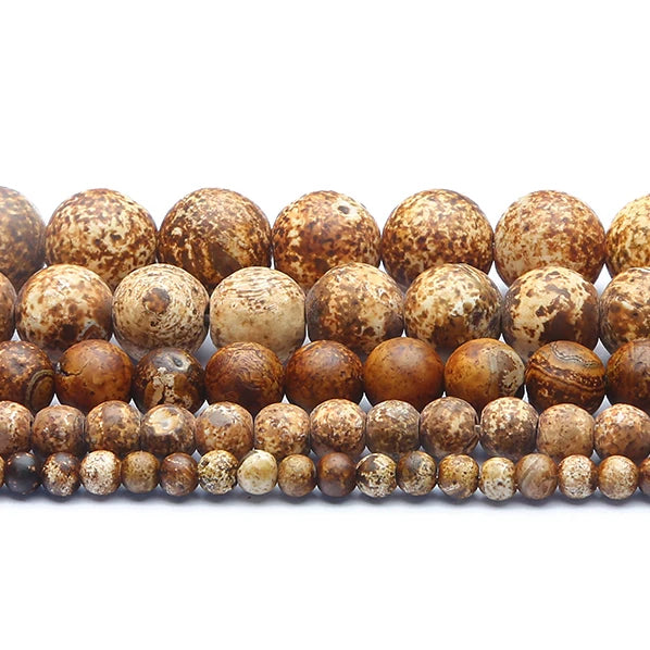 Contas de pedra de ágata de casca de madeira natural, contas redondas soltas para fabricação de joias, acessórios de moda para colares, pulseiras e brincos.