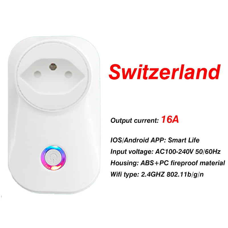 Tomada Inteligente Wi-Fi com Medidor de Energia — 10A/16A, App Tuya/Smart Life, Compativel Alexa e Google