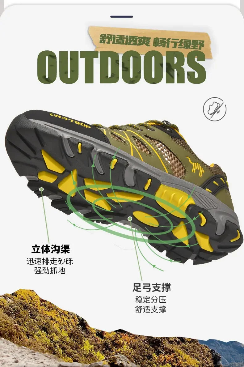 Sapatos de caminhada masculinos malha respirável esportes único sapatos verão ao ar livre resistente ao desgaste caminhadas e caça sapatos esportivos táticos