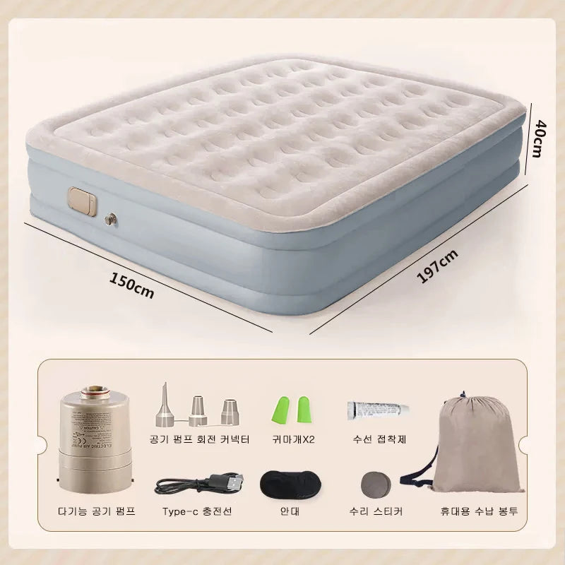 Colchão de ar interior glamping esteiras pvc inflável colchão de dormir luxo 2 pessoas acampamento cama esteira bomba embutida engrossar esteira