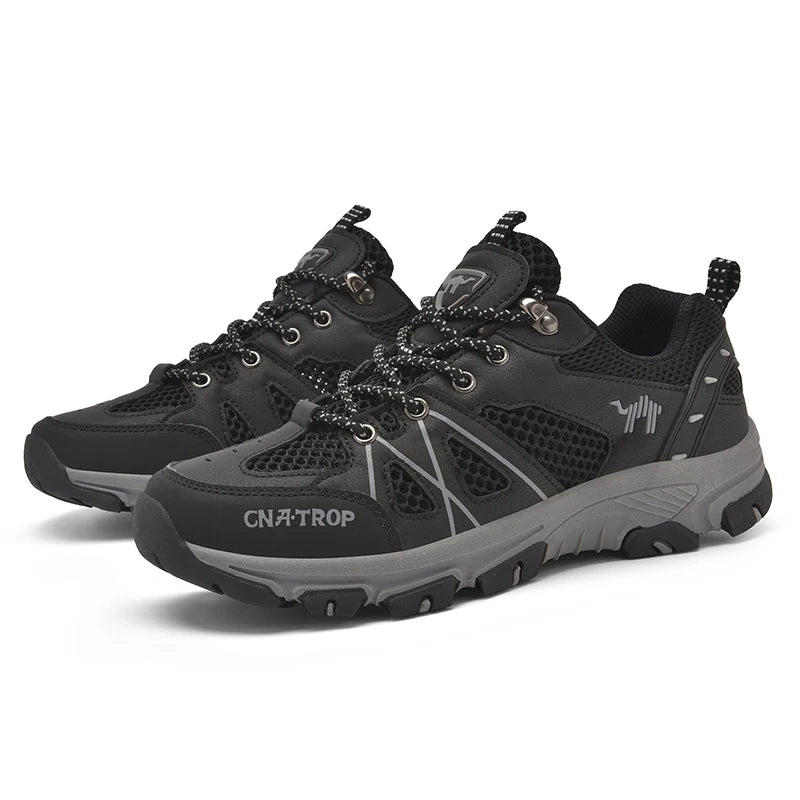 Sapatos de caminhada masculinos malha respirável esportes único sapatos verão ao ar livre resistente ao desgaste caminhadas e caça sapatos esportivos táticos