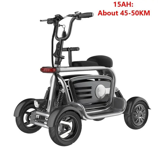 Scooter Elétrico para Mulheres com 4 Rodas e Motor Duplo, 800W 48V, Scooter de Mobilidade com Grande Cesto de Armazenamento e 2 Assentos