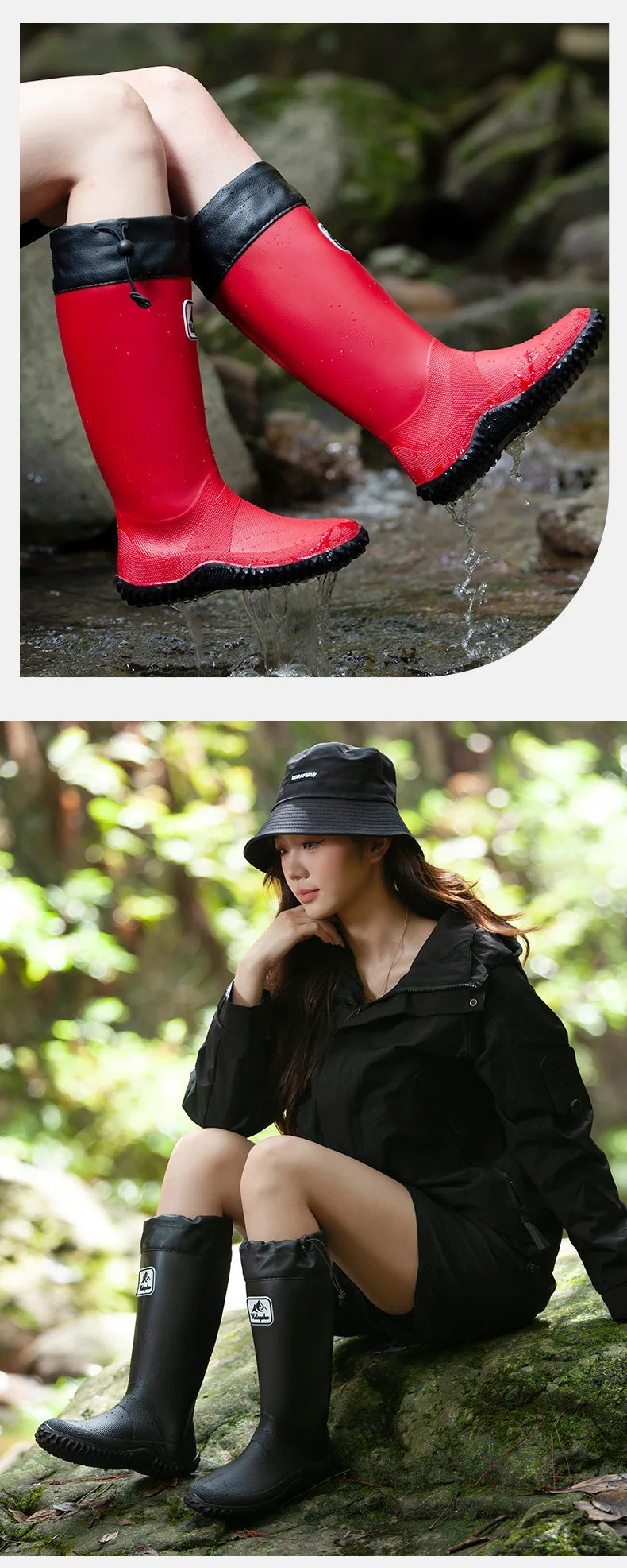 Botas de chuva para homens moda igh-top botas de chuva exterior usar tubo longo impermeável antiderrapante estilo casal botas de pesca ao ar livre