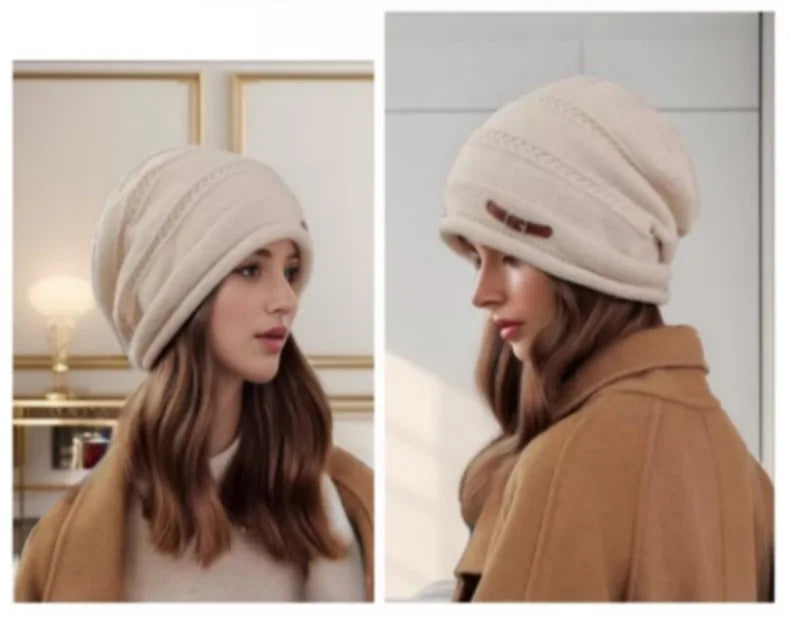 Gorro de Malha Feminino Quentinho — Forro de Pelúcias, Confortável e Estiloso para o Inverno