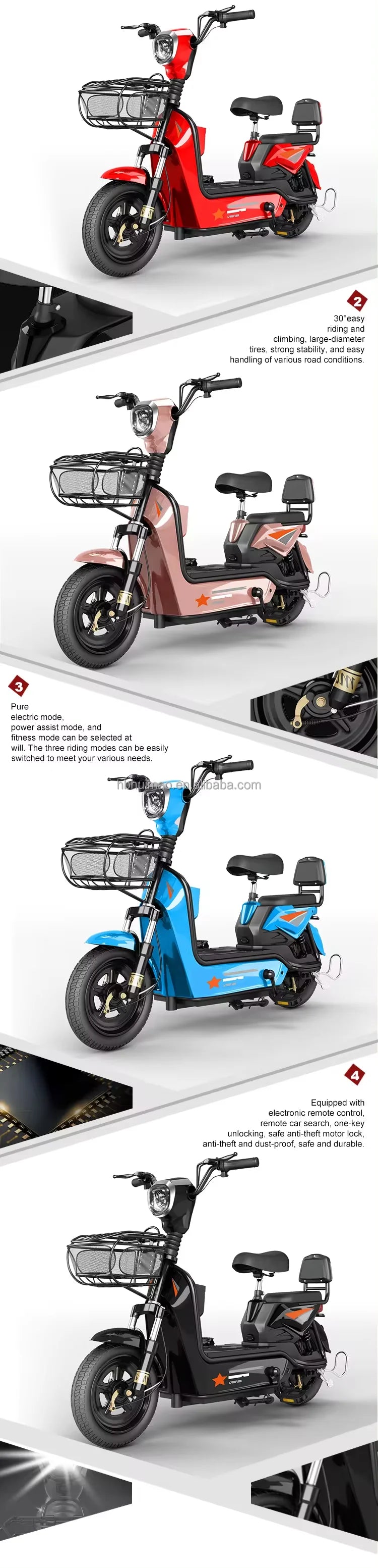 Scooter elétrico adulto de alta qualidade Scooter elétrico rápido móvel 14 polegadas 2 rodas elétrica