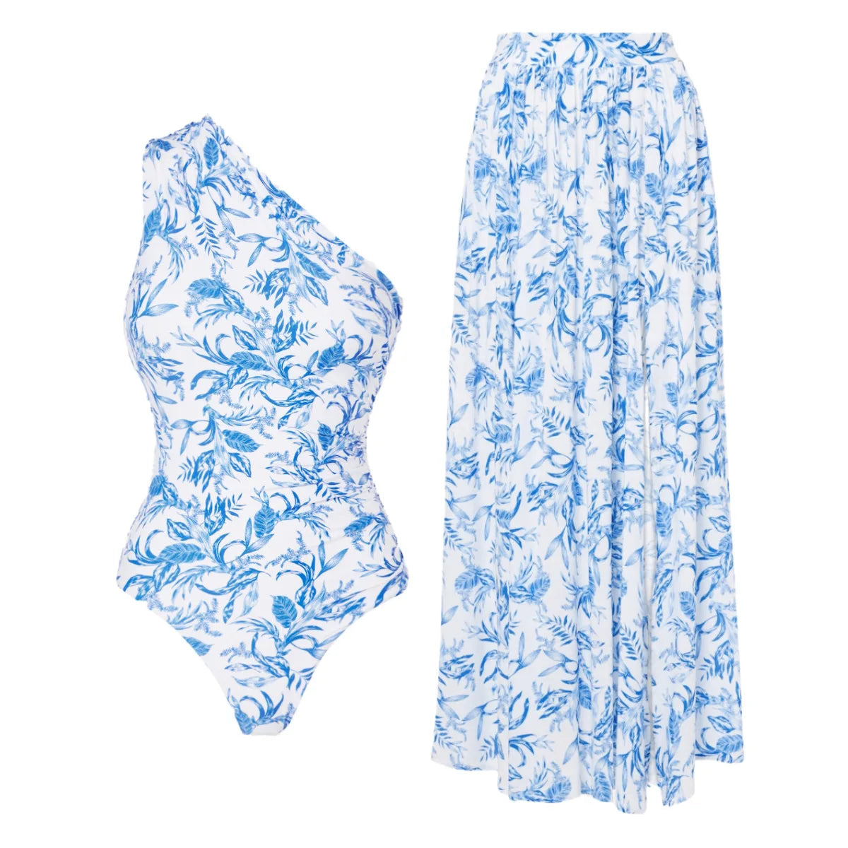 Maiô Floral Azul Elegante de Uma Peça — Estilo e Conforto para Mulheres