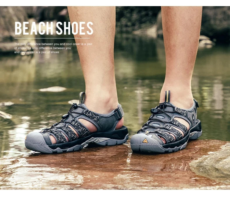 HUMTTO-Sandálias Outdoor Respiráveis para Homens, Sapatos de Caminhada, Sapatos de Água, Praia, Acampamento, Escalada, Aqua Sneaker, HT-710445A, Verão