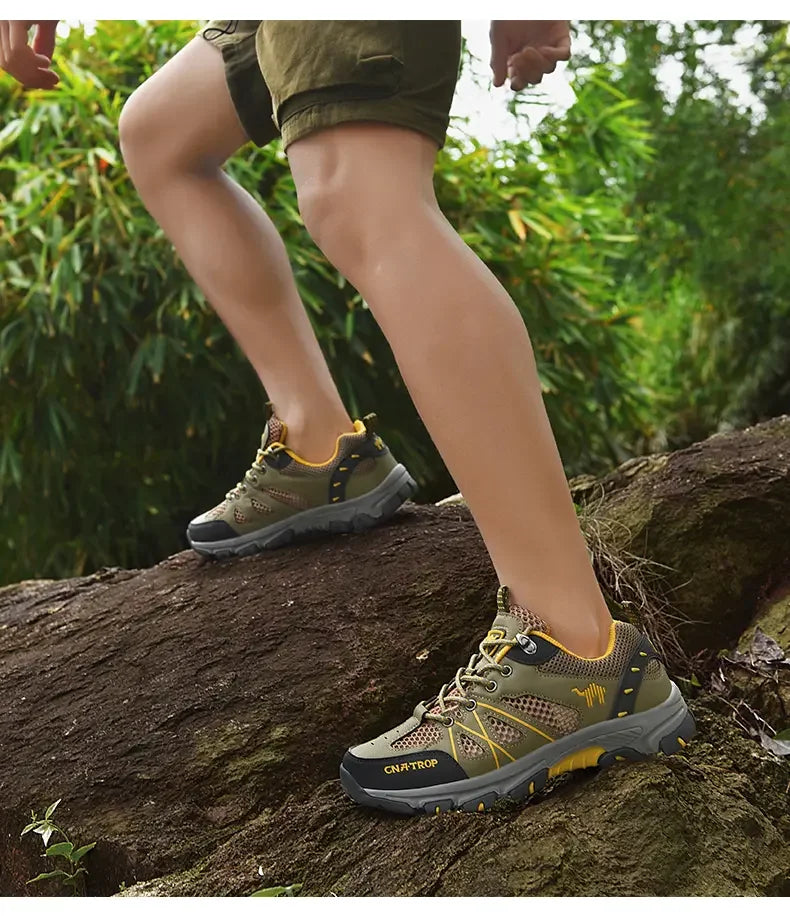 Sapatos de caminhada masculinos malha respirável esportes único sapatos verão ao ar livre resistente ao desgaste caminhadas e caça sapatos esportivos táticos