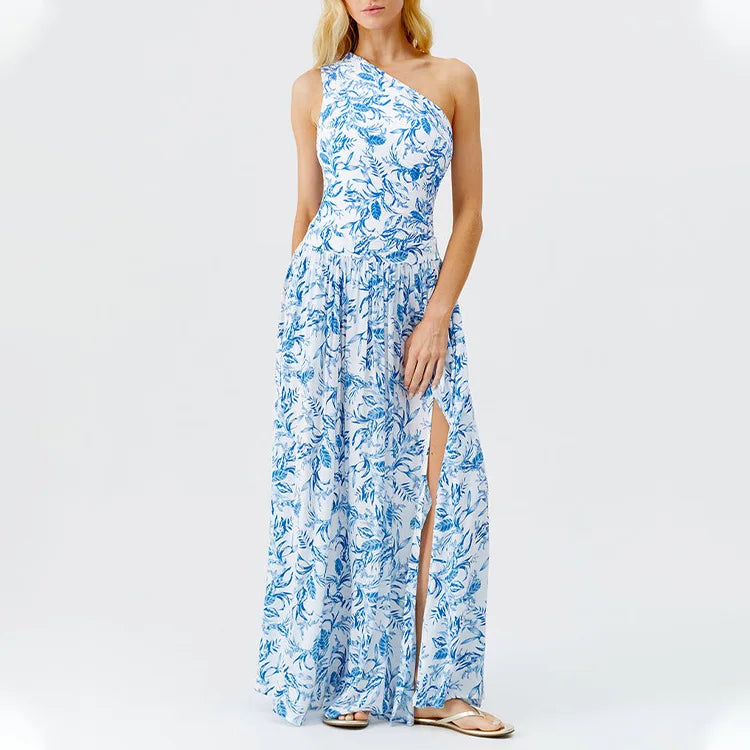 Maiô Floral Azul Elegante de Uma Peça — Estilo e Conforto para Mulheres