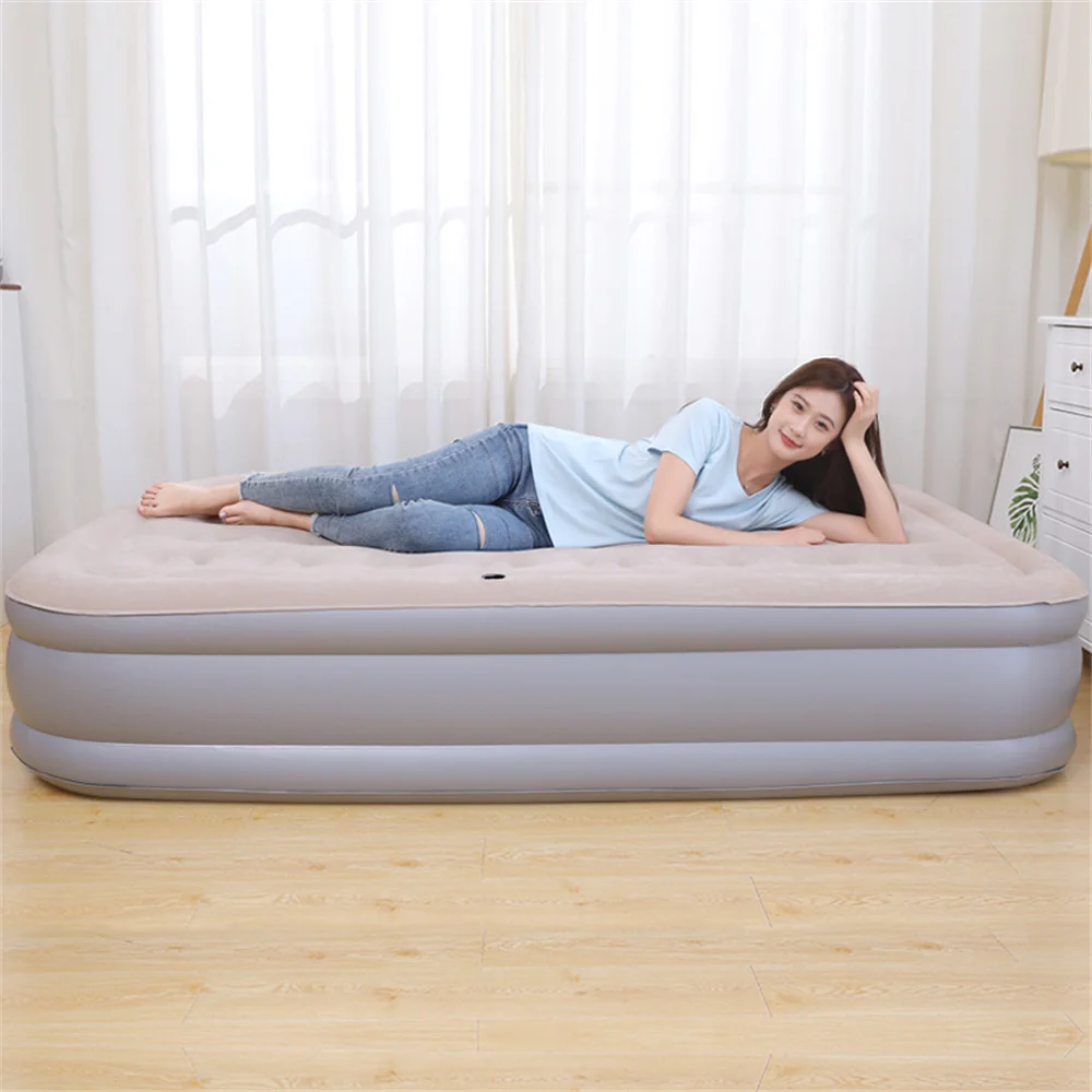 Colchão de ar interior glamping esteiras pvc inflável colchão de dormir luxo 2 pessoas acampamento cama esteira bomba embutida engrossar esteira