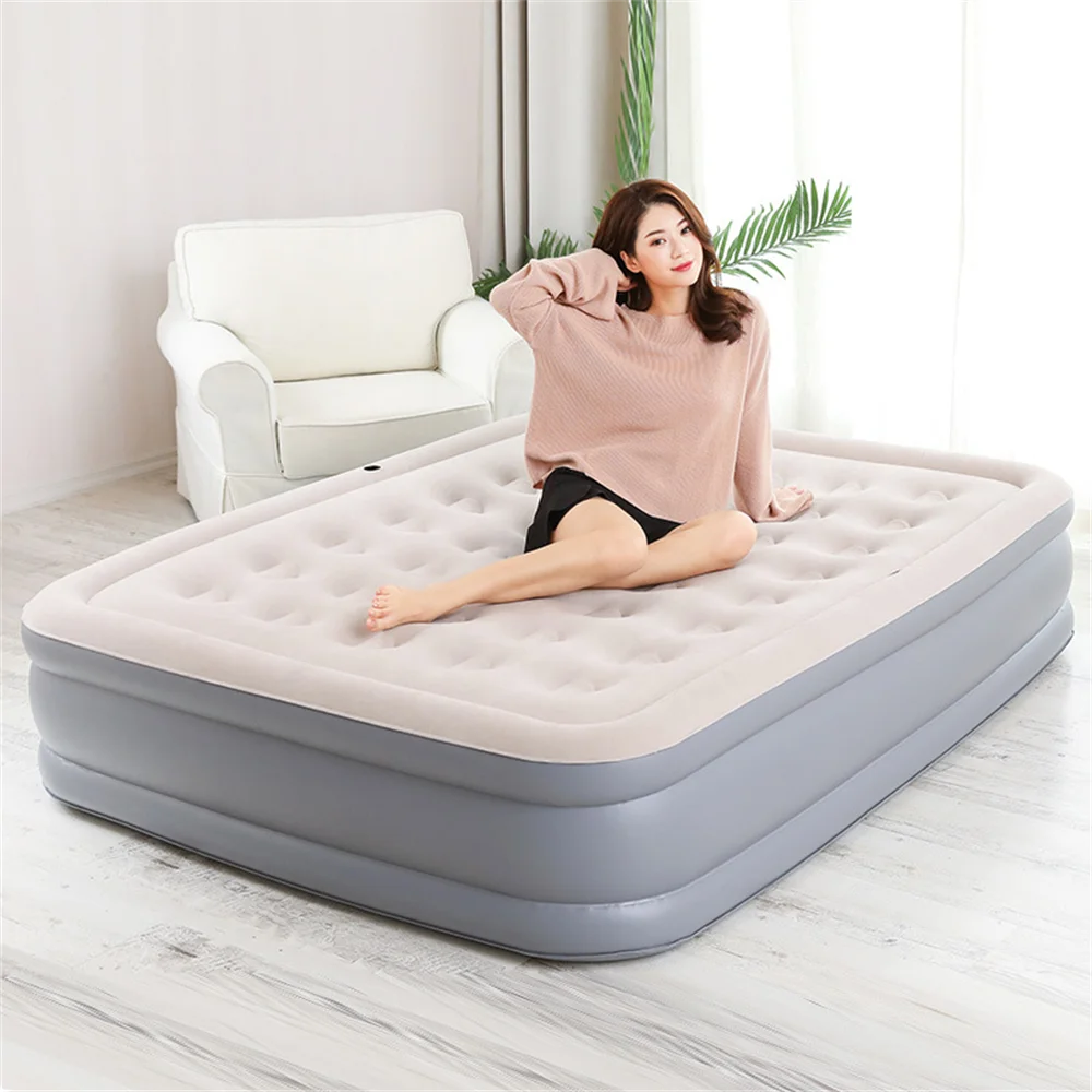 Colchão de ar interior glamping esteiras pvc inflável colchão de dormir luxo 2 pessoas acampamento cama esteira bomba embutida engrossar esteira