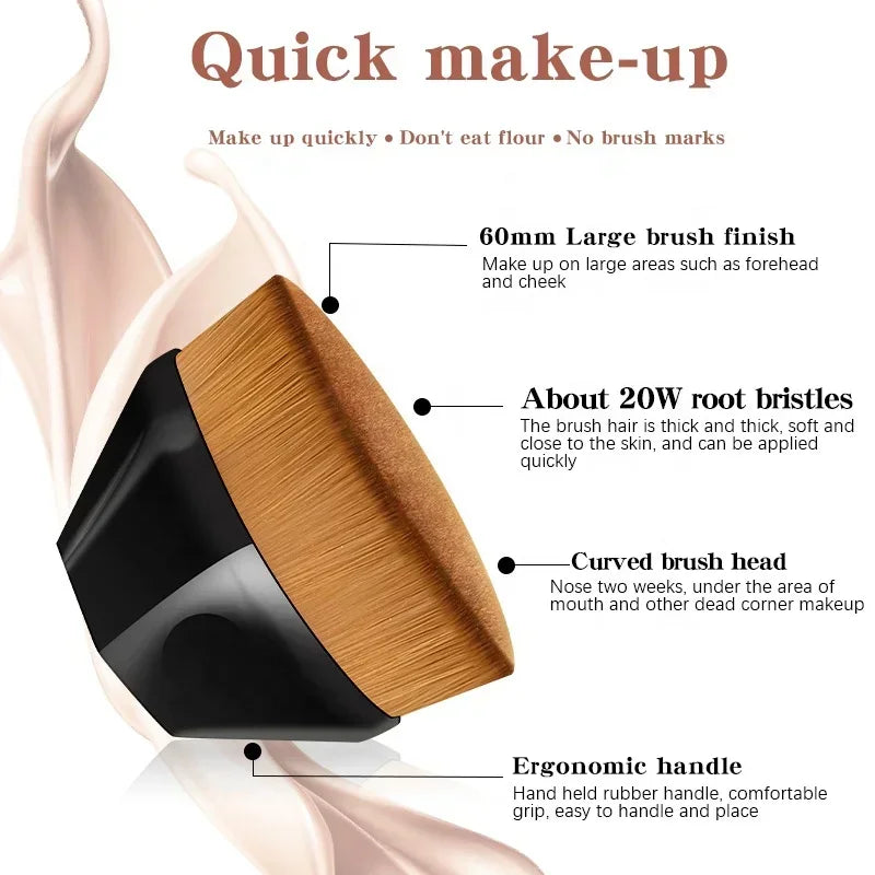 Pincel de Maquiagem Mágico Portátil — Profissional para Pó, Blush e Base com Cerdas Macias