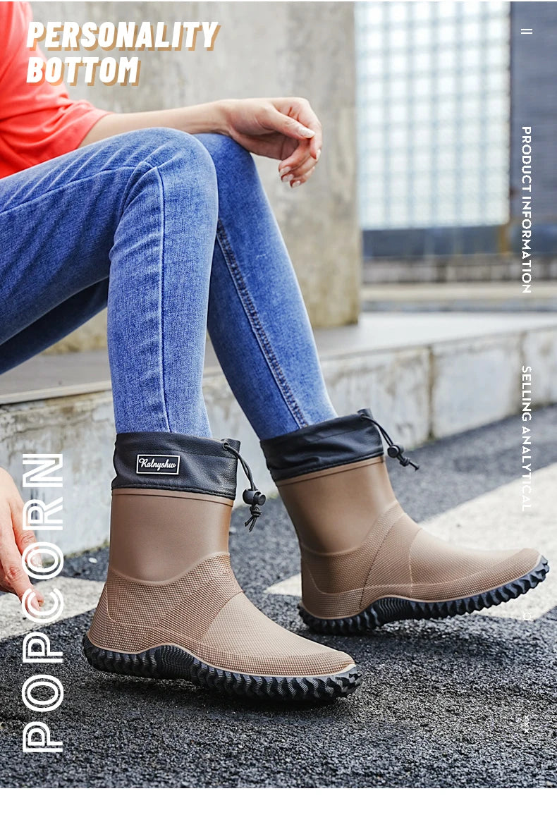 Botas de Chuva Curtas Impermeáveis — Leves, Antiderrapantes e Estilosas para o Dia a Dia