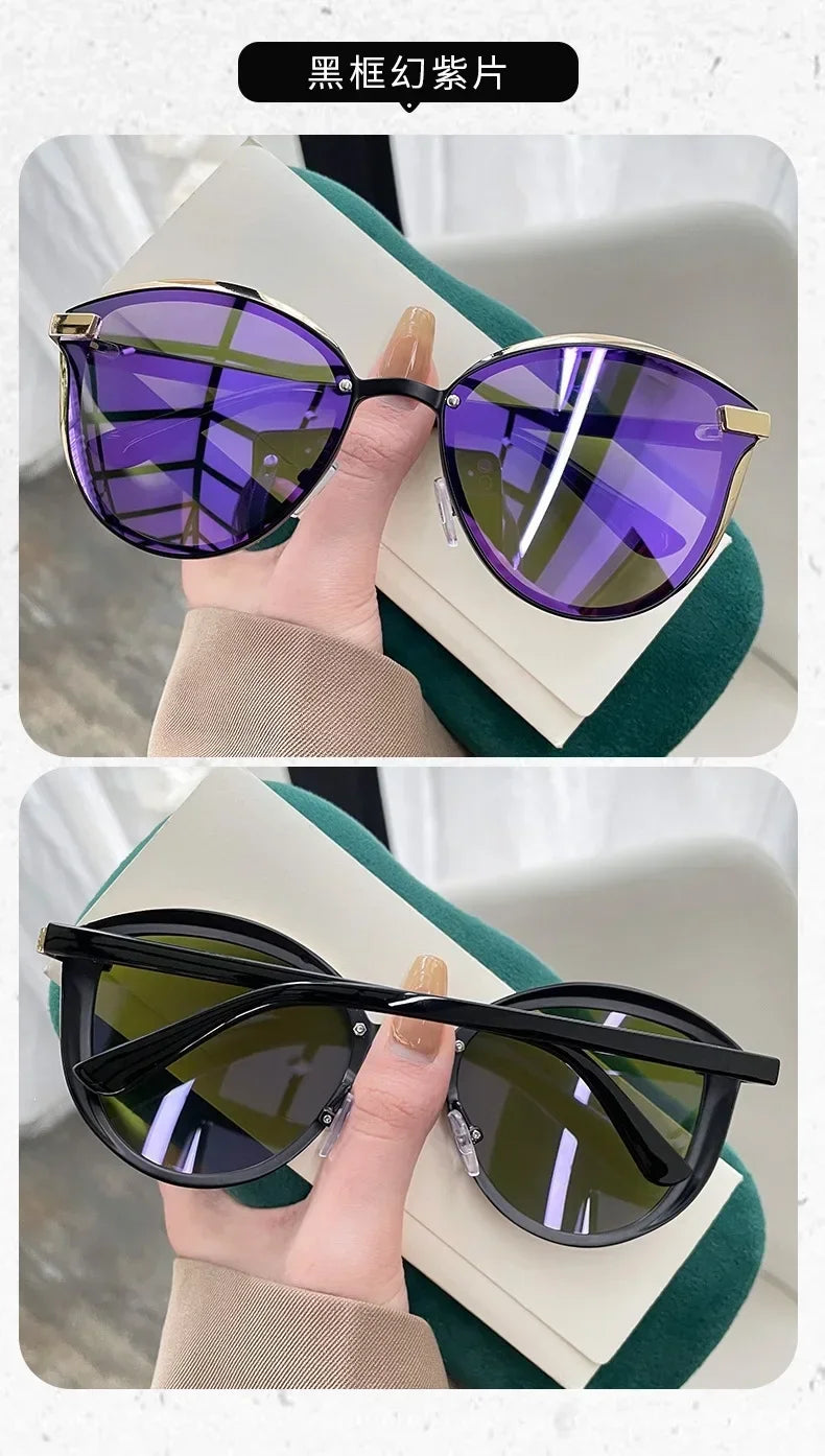Óculos de Sol Retro Redondo Estilo Gato — Feminino, Elegante e com Proteção UV400