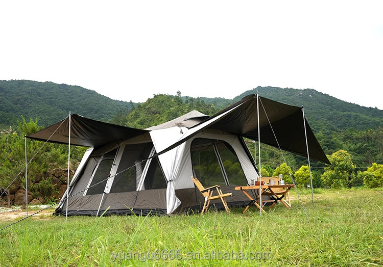 Tendas de Camping para 8-10 Pessoas, Grande Tamanho, Impermeáveis, Quatro Estações, Dupla Camada, Dois Quartos, Tendas Personalizadas para Glamping e Praia Familiar