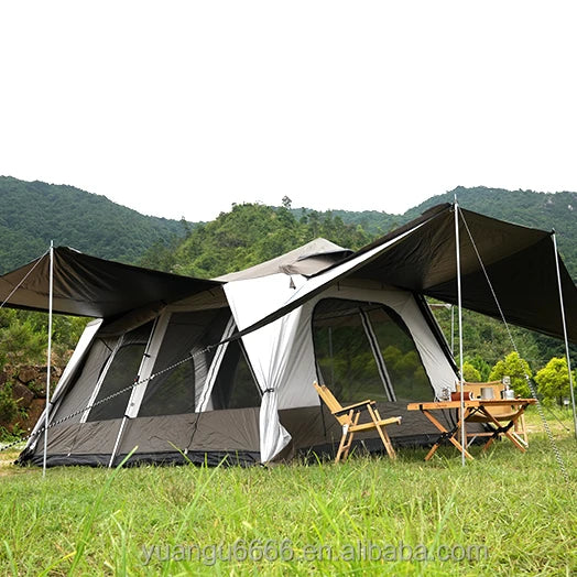 Tendas de Camping para 8-10 Pessoas, Grande Tamanho, Impermeáveis, Quatro Estações, Dupla Camada, Dois Quartos, Tendas Personalizadas para Glamping e Praia Familiar