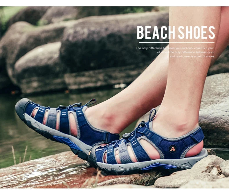 HUMTTO-Sandálias Outdoor Respiráveis para Homens, Sapatos de Caminhada, Sapatos de Água, Praia, Acampamento, Escalada, Aqua Sneaker, HT-710445A, Verão