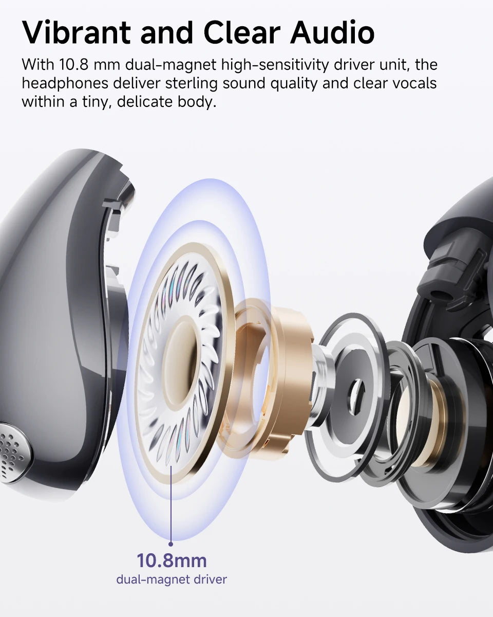 Fones de Ouvido Sem Fio QCY Crossky C30 — Bluetooth 5.4, Clip para Ouvido, 25h de Bateria, IPX4