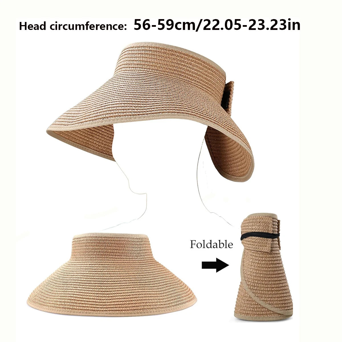 Chapéu de Sol Dobrável com Visor para Mulheres — Proteção UV UPF e Estilo para o Verão