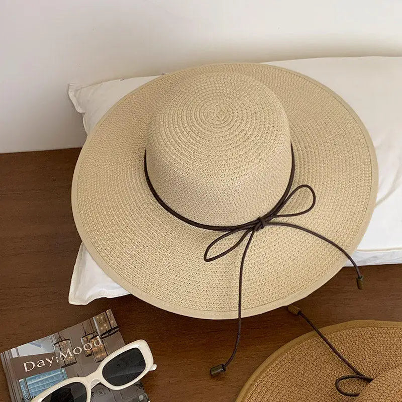 Chapéu de Sol Elegante e Dobrável para Mulheres, Chapéu Panamá de Verão com Aba Larga e Proteção UV, Acessórios para Viagem e Praia