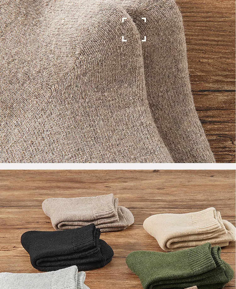 Kit 5 Meias Térmicas de Lã Merino Quentinhas — Ideais para Caminhadas, Esqui e Inverno Extremo
