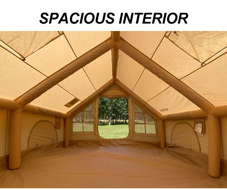 Barraca de Camping em Lona - Barraca de Algodão Impermeável, Respirável, Resistente para Camping em Família e Glamping ao Ar Livre.