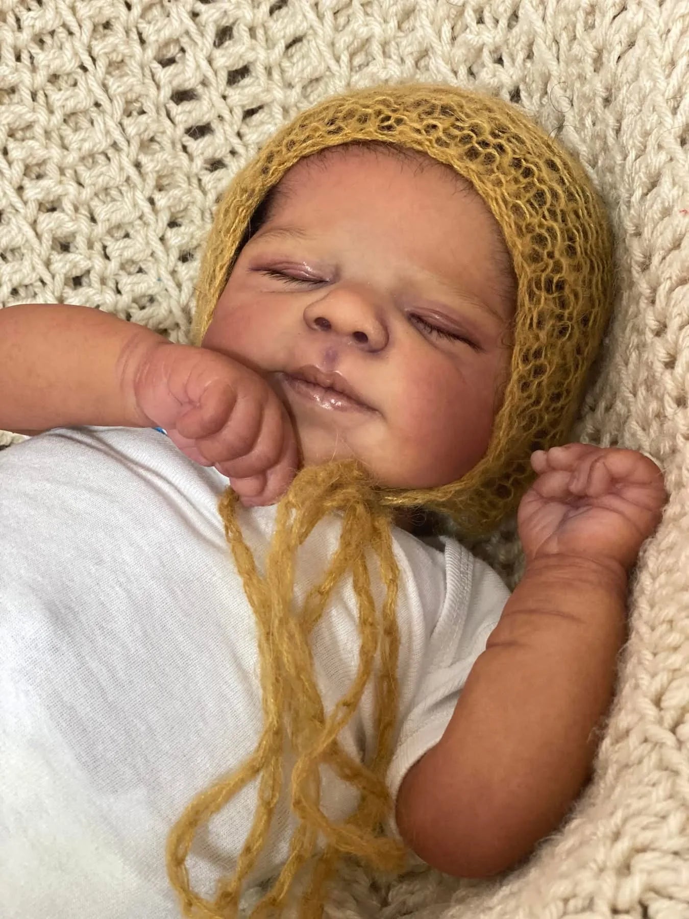 Boneca Reborn NPK de 49cm — Pele Escura Realista 3D, Corpo Inteiro em Vinil e Kit Completo
