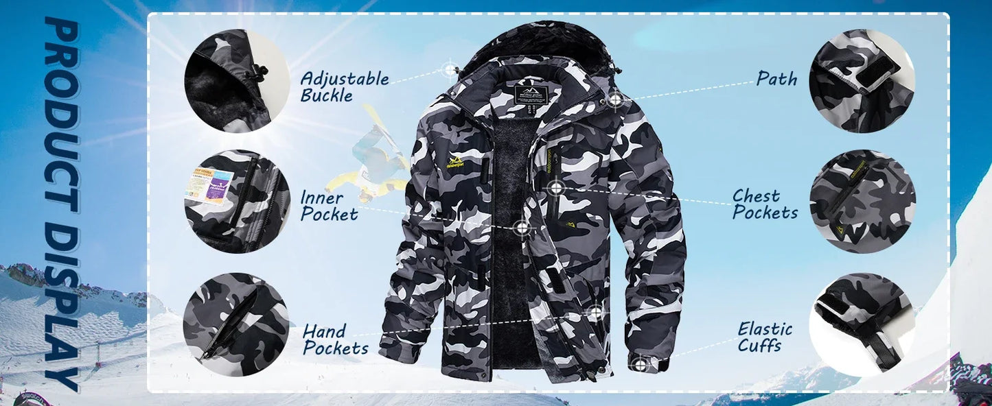 Jaqueta de Montanha Tacvasen Masculina — Quentinha, Impermeável e Corta-Vento para o Inverno