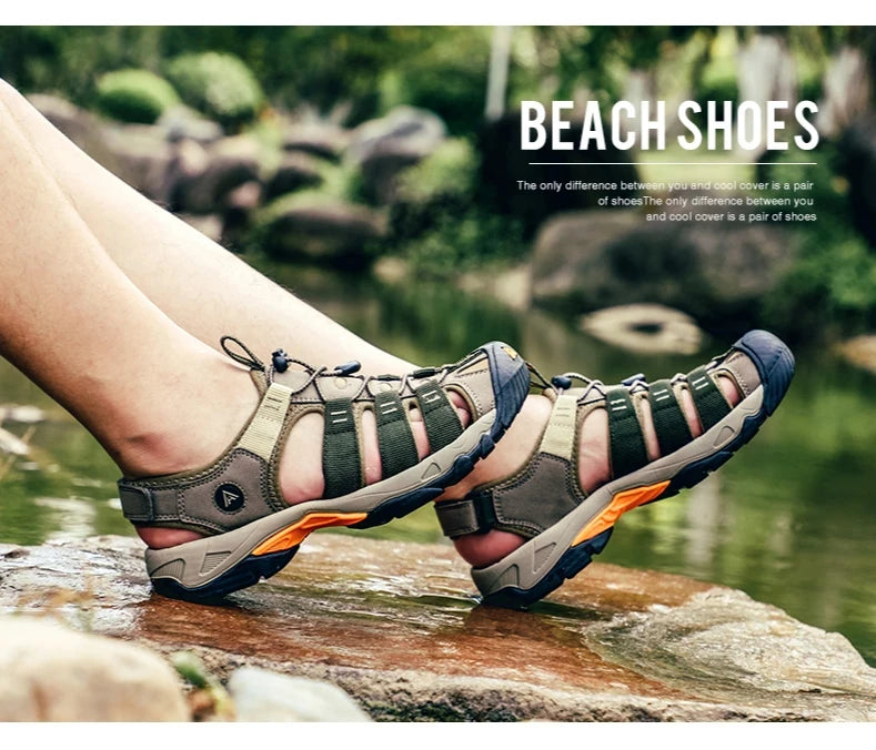 HUMTTO-Sandálias Outdoor Respiráveis para Homens, Sapatos de Caminhada, Sapatos de Água, Praia, Acampamento, Escalada, Aqua Sneaker, HT-710445A, Verão